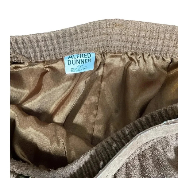 Vintage Alfred Dunner 100% Wool Tan Skirt Knee Length Size 12 W/Belt Work Wear - Picture 7 of 10